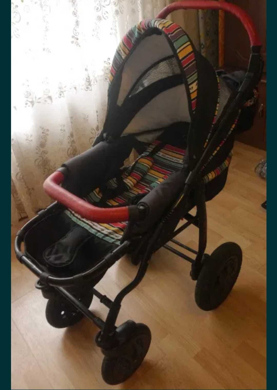 Детская коляска 2 в 1 DPG Etno Paski, цвет черный