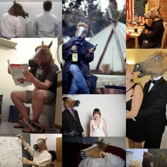 Маска голова коня коричнева