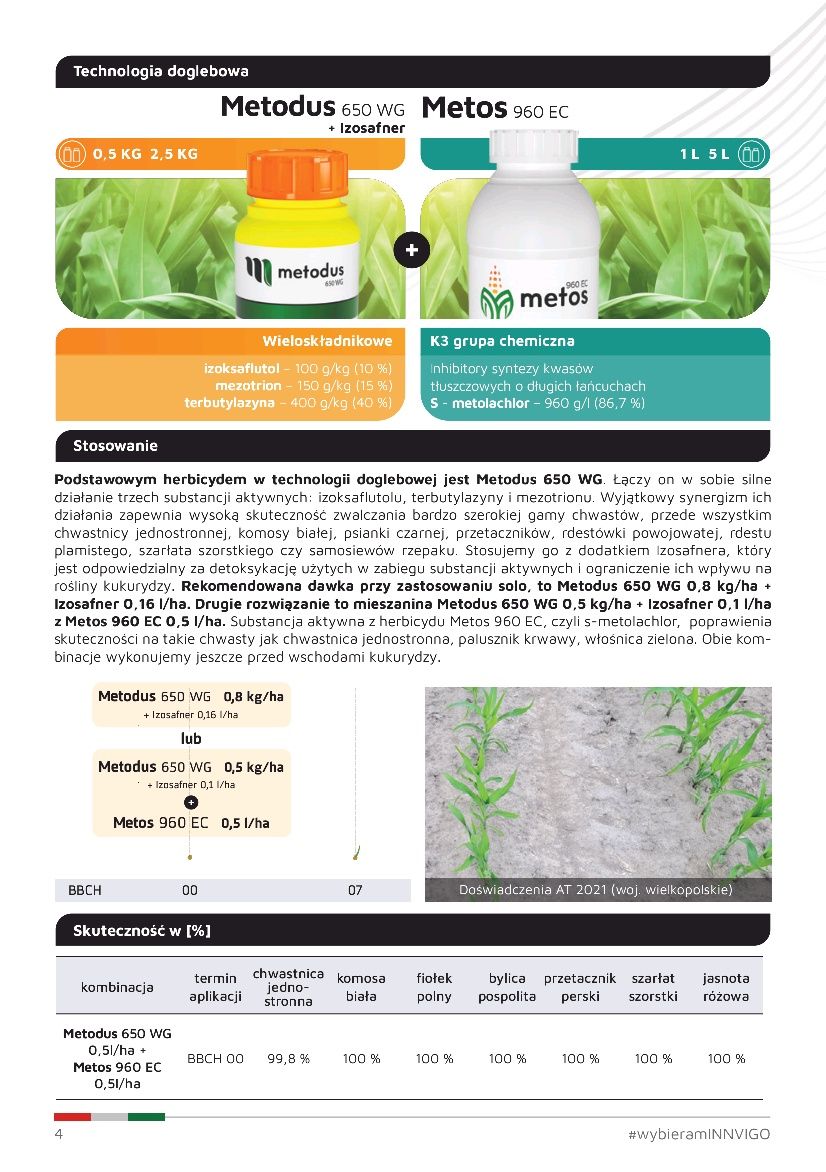 Metodus + metos + Izosafner, herbicydy pod kukurydzę