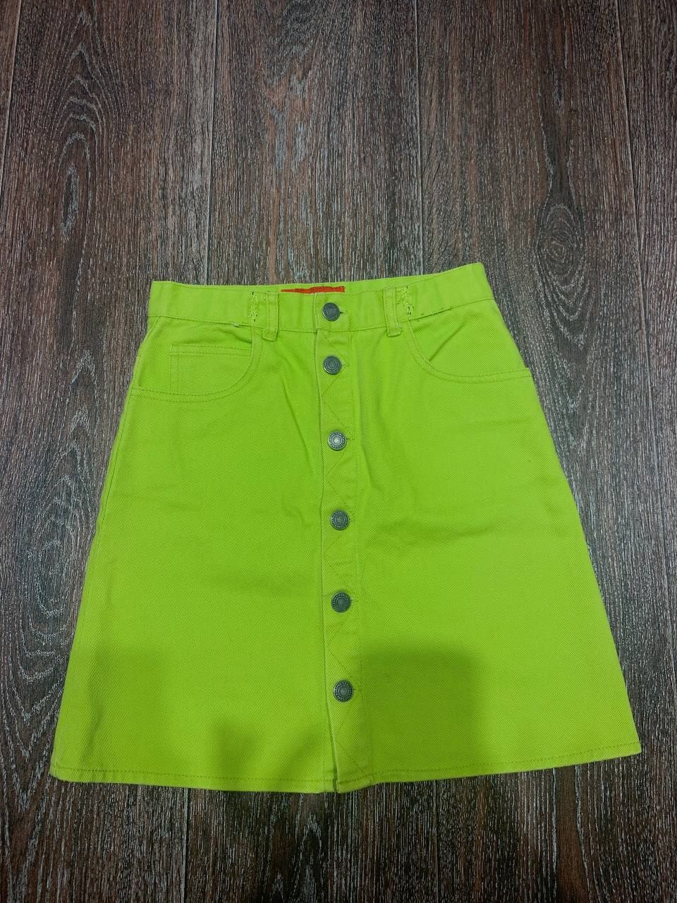 Джинсовая юбка лаймового цвета, размер XS