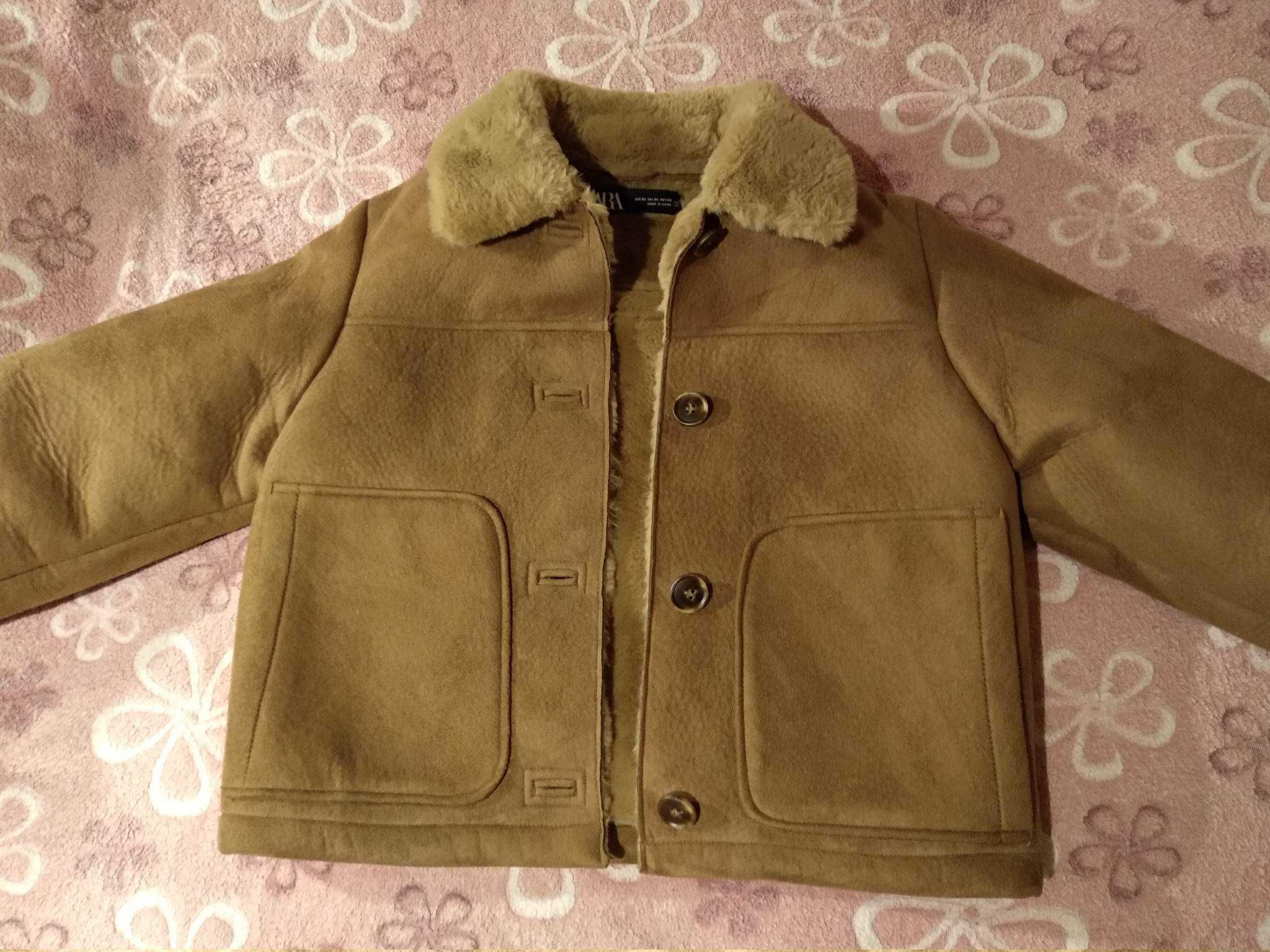 Dwuwarstwowa kurtka Zara XS zamsz krótka