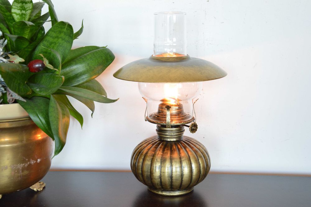 szklana LAMPA NAFTOWA stara patynowana