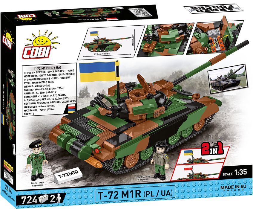 Klocki Cobi 2624 Czołg T-72M1R Pl/Ua 2 Figurki 2 Flagi Wojskowy Armia