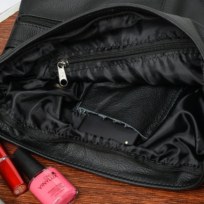 Czarno szara Torebka Skórzana listonoszka damska duża klasyczna H08