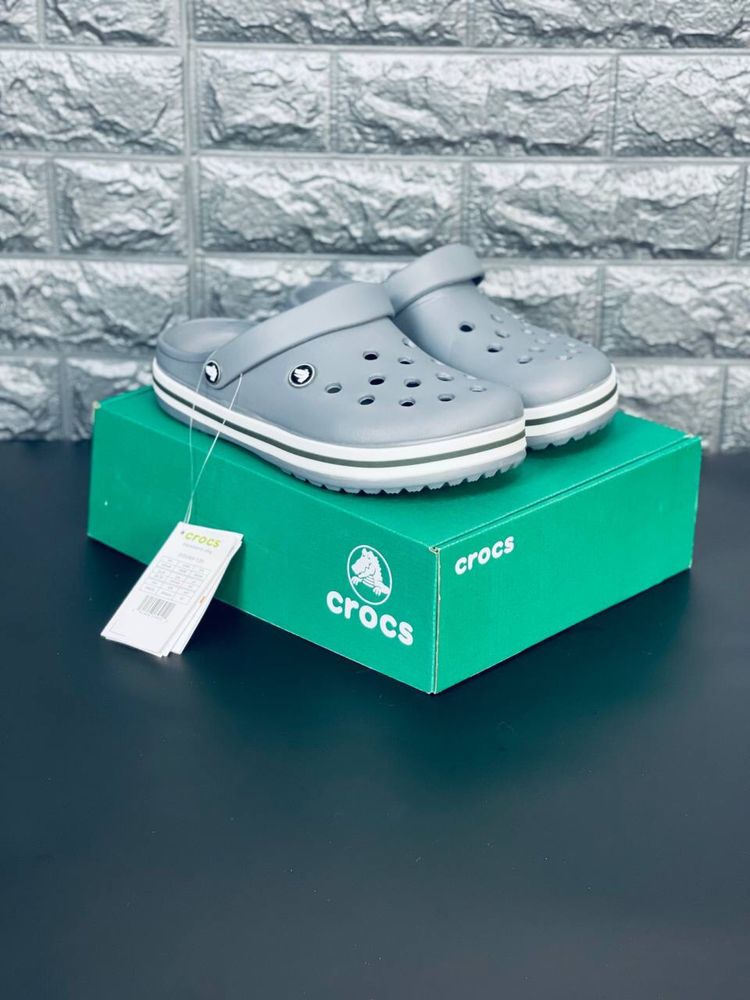 Мужские шлепанцы crocs серые топовые кроксы супер мягкие