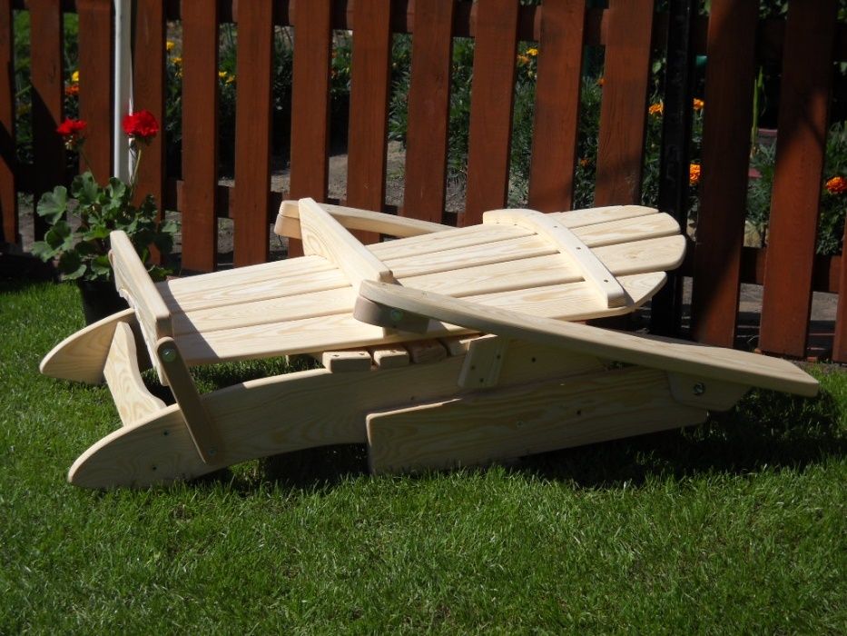 Drewniane fotele składane tarasowo-ogrodowe - Adirondack chair