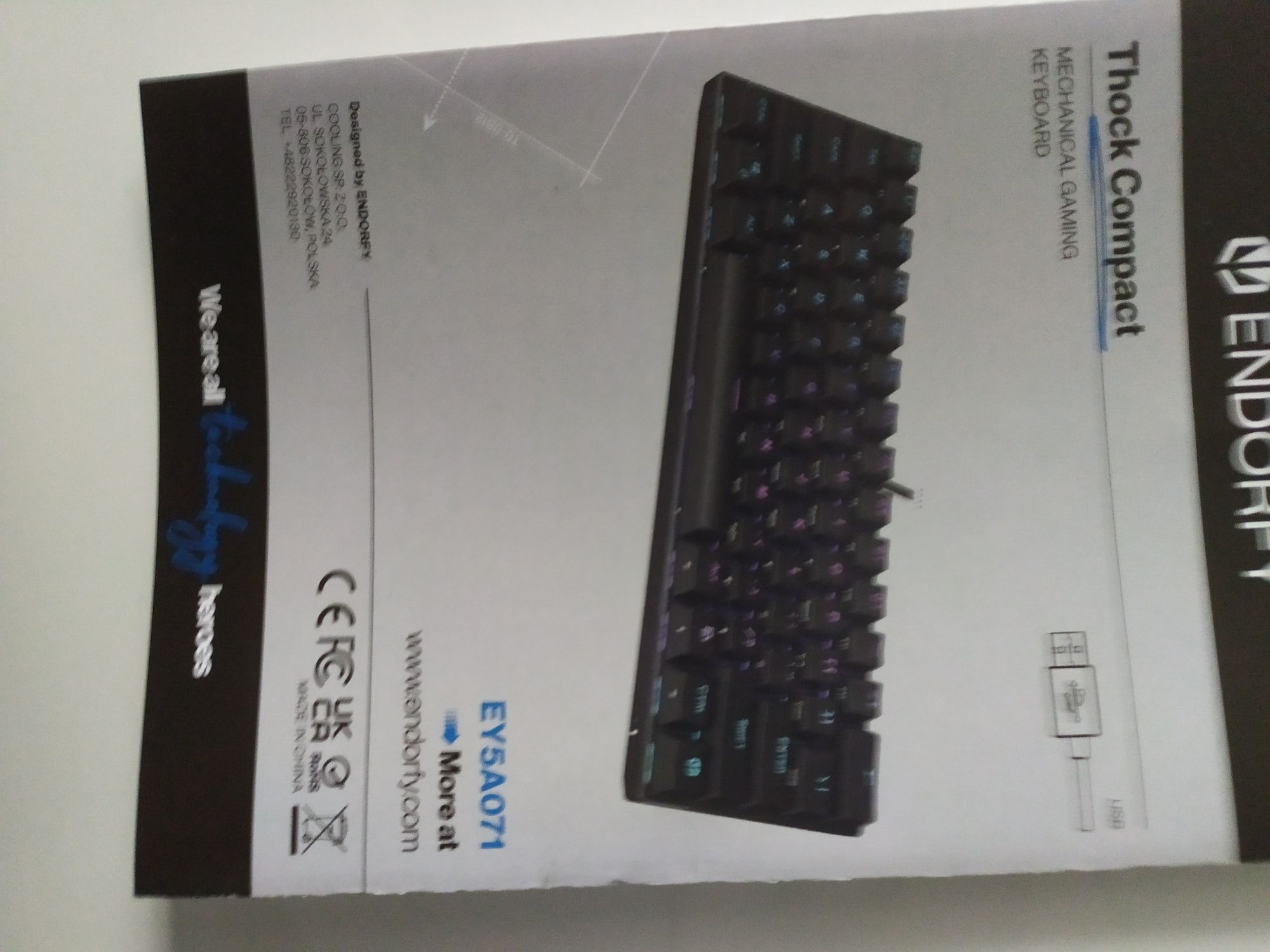 Klawiatura mechaniczna endorify thock compact z podświetleniem RGB