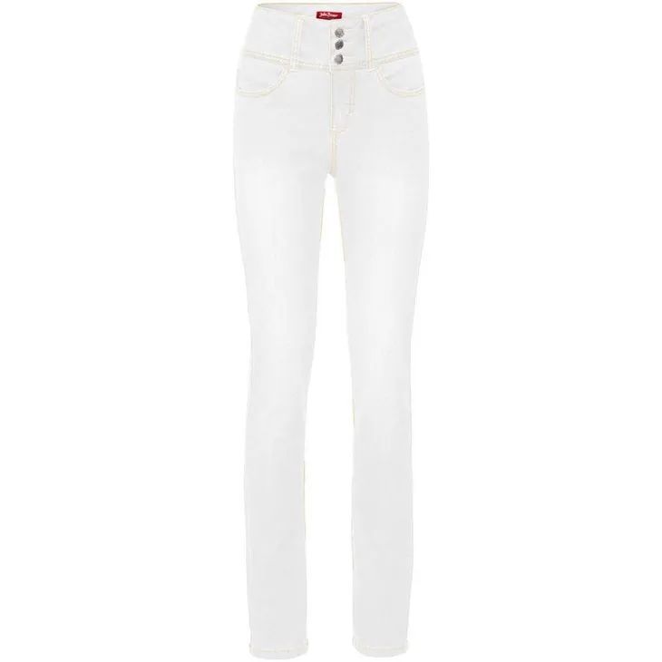 bonprix białe spodnie jeansowe jeansy z wysokim stanem 38-40