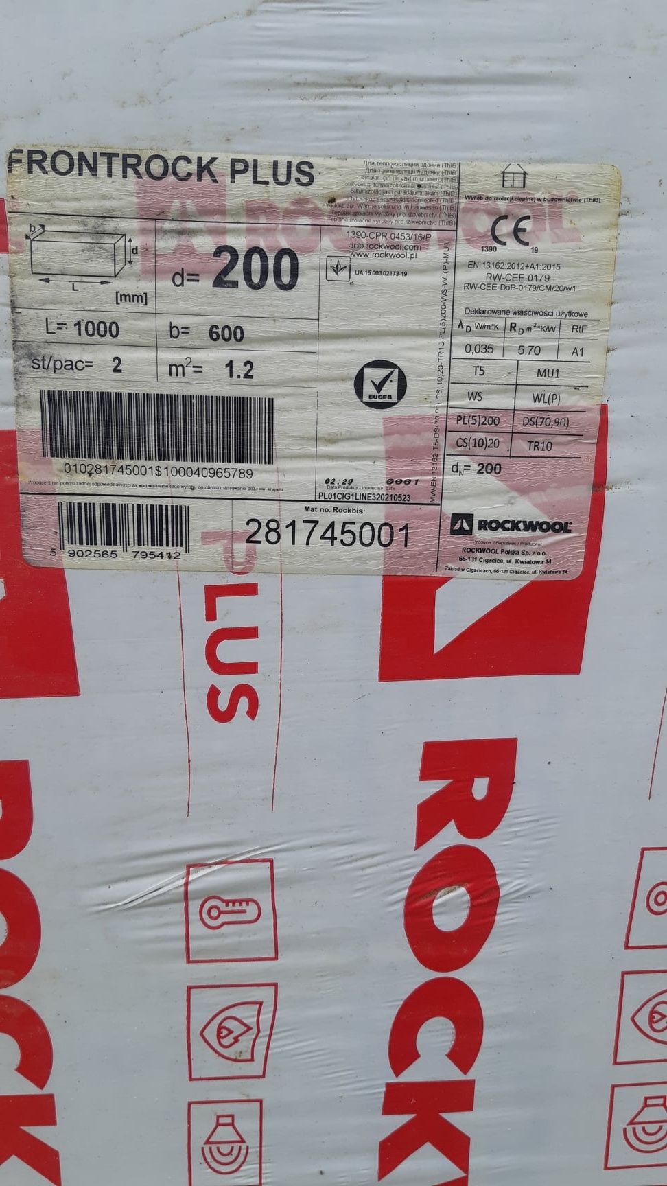 Wełna rockwool 200mm