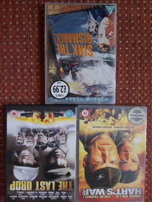 3 filmy na DVD o II WŚ - klasyka kina w jęz. angielskim, cena za kpl.
