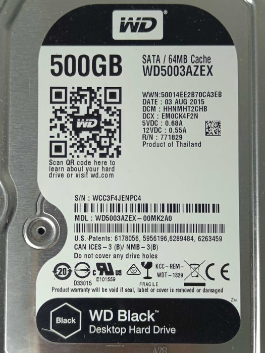 Хард Диск HDD Hard Disk Western Digital BLACK 500GB 7200rpm WD5003AZEX