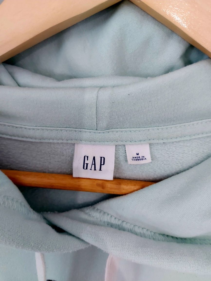 Modna oryginalna bluza z kapturem Gap roz M turkusowa