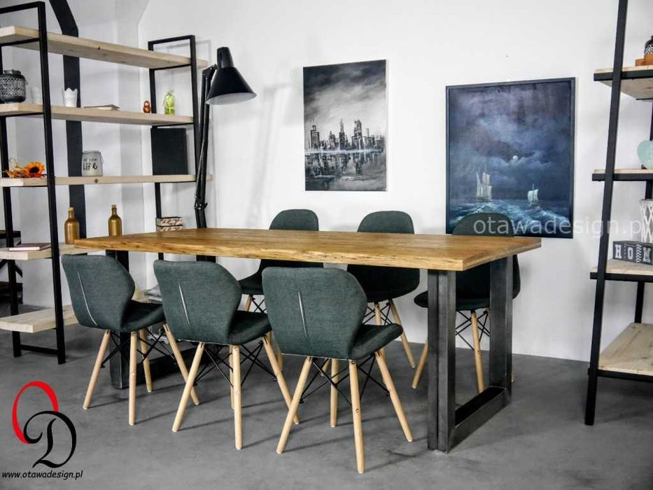Nowoczesny stół loftowy LOFT z litego drewna stalowe nogi