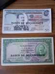 Notas Moçambique de 50, 100, 500 e 1000 escudos