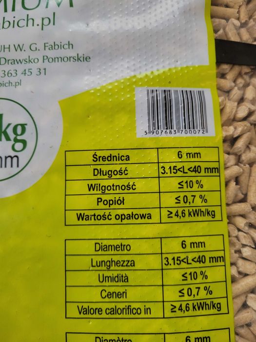 Pellet drzewny Fabich A1 6 lub 8mm DINplus sosna - TRANSPORT GRATIS !