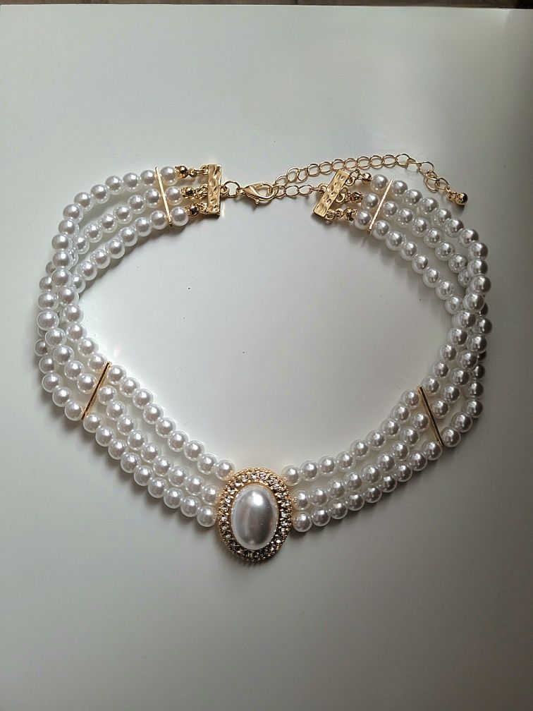 Romantyczny perłowy choker opaska na szyję elegancka klasyczna ślub