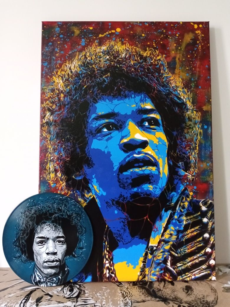 Jimi Hendrix pintura original em tela