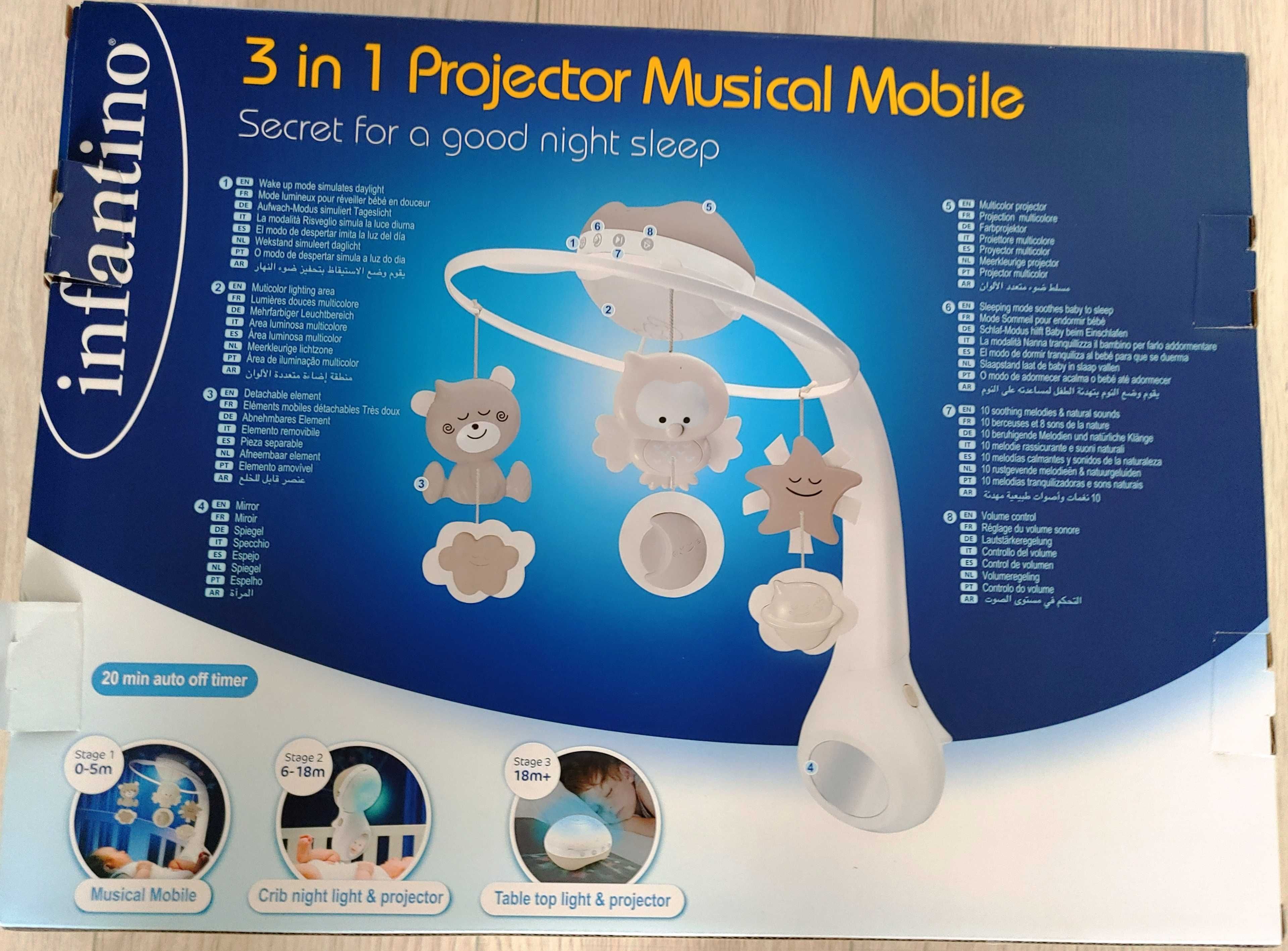Projektor muzyczna karuzelka 3w1, beżowa marki Infantino