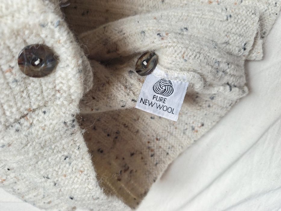 Kardigan damski 100% wełna miękki mięsisty ciepły tweed oversize