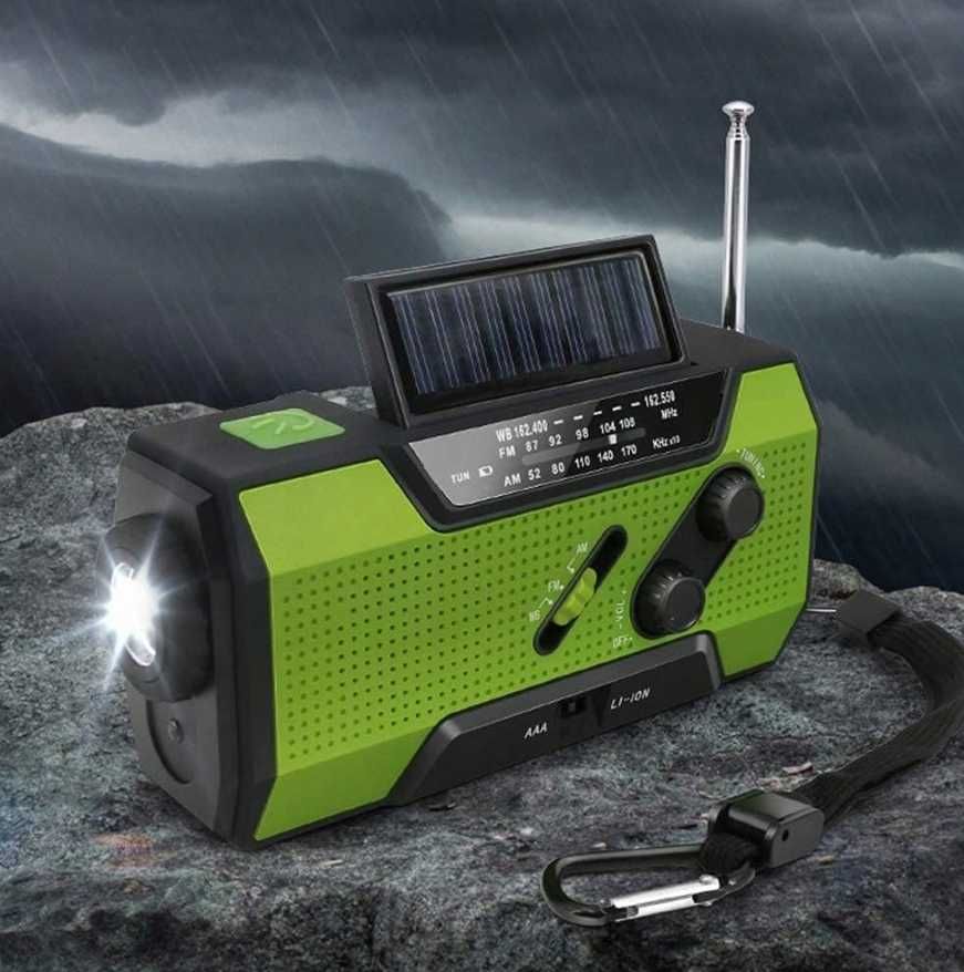 MILFECH Radio solarne 8000 mAh - latarka, dynamo, USB C, AM/FM, kompas