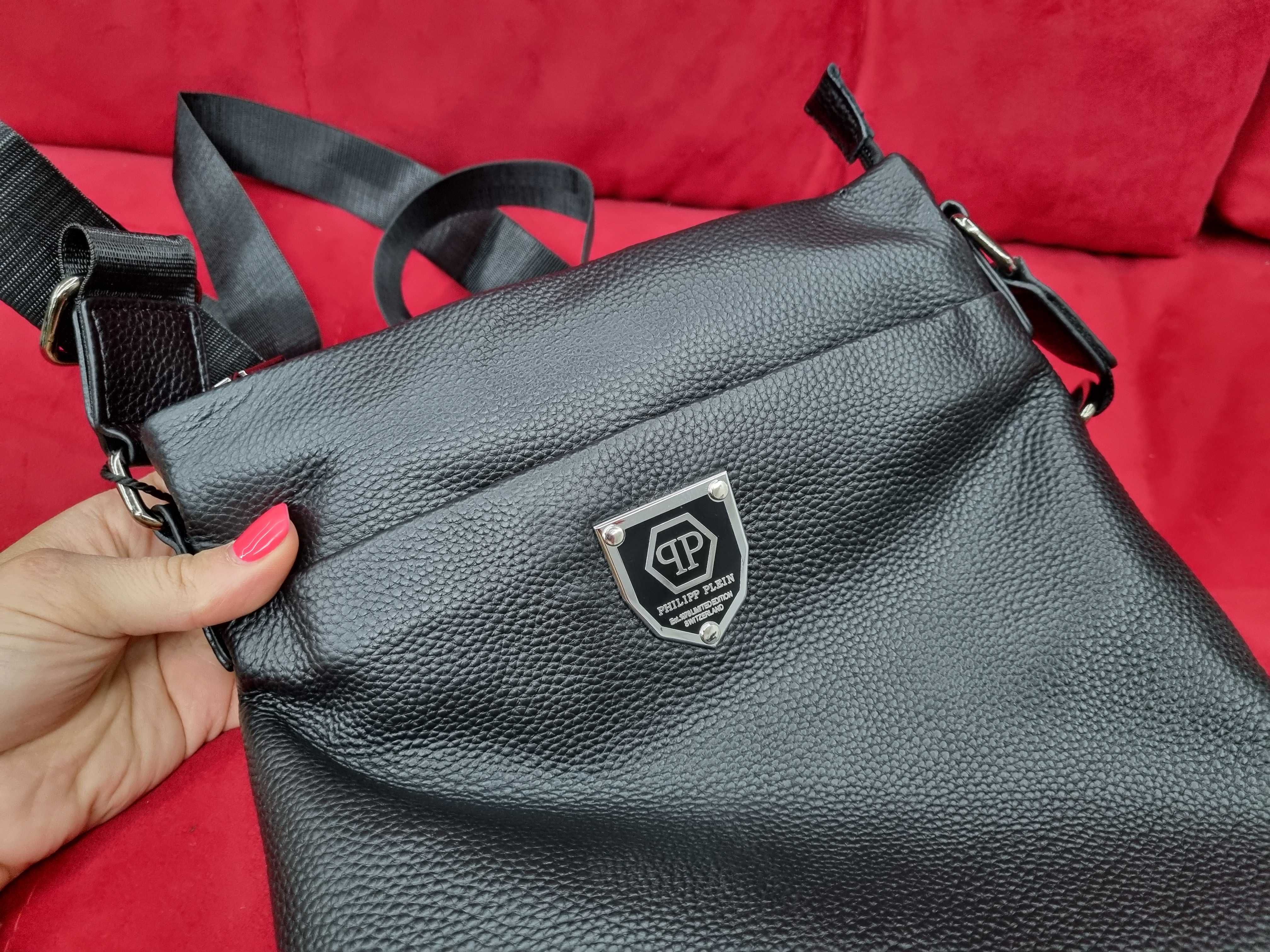 чоловіча сумка Philipp Plein. Мужская кожаная сумка планшетка