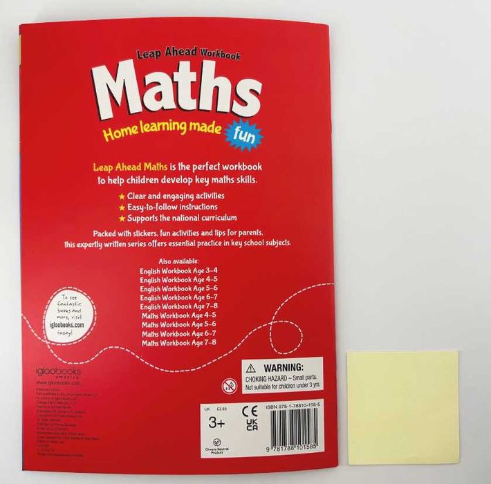 OUTLET Leap Ahead Workbook Math Age 3- 4 Home learning made fun