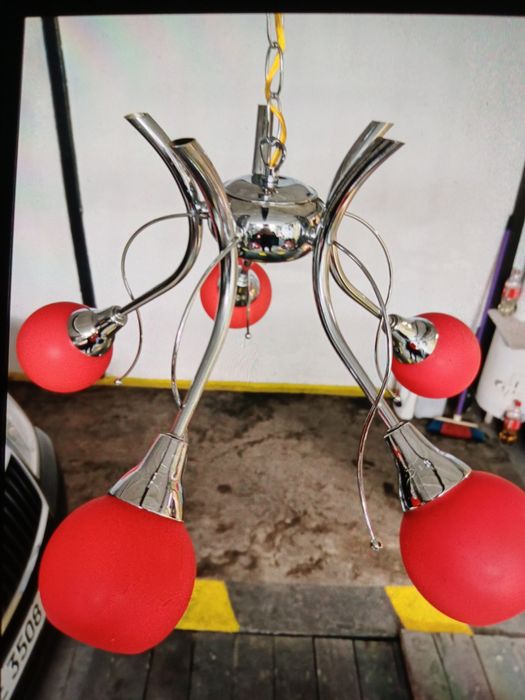 Люстра п'ятірукава  червона