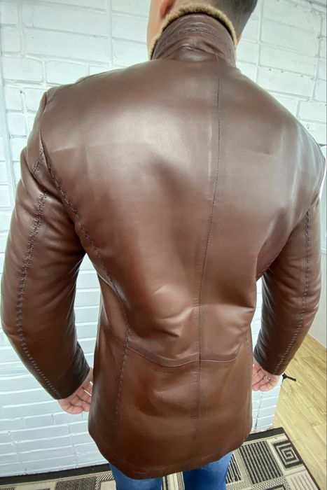 Куртка чоловіча шкіряна зимова Ares мєх цегейка