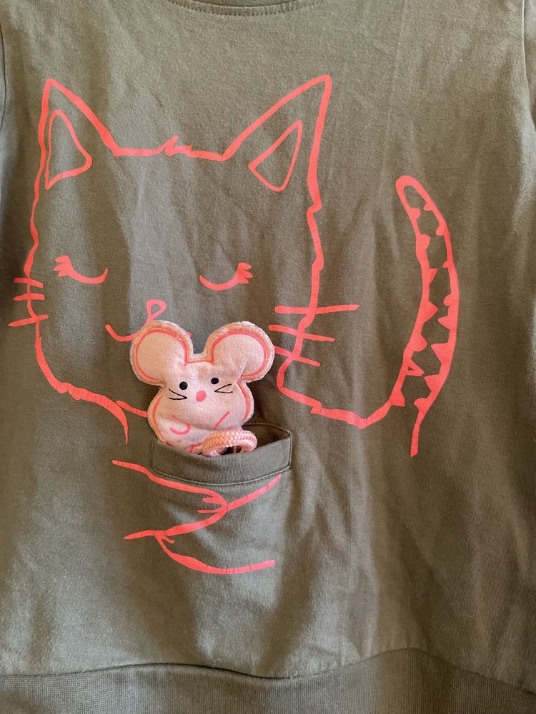Bluzka super kot z myszką w kieszonce, 5-10-15, r. 116