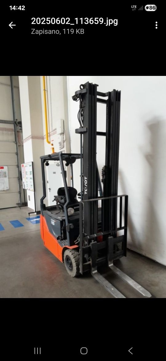 Toyota 8FBE16T rok 2020 triplex 7 m