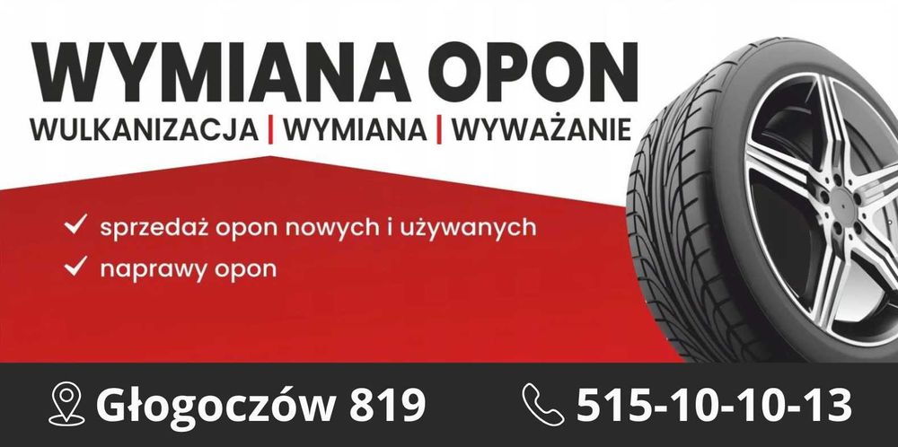 Wulkanizacja wymiana opon sprzedaż naprawa Głogoczów