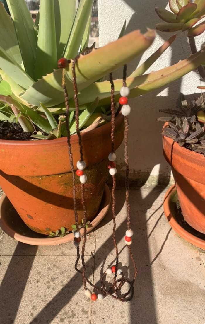 Colar sementes e conchas, Artesanato Índios Pataxós 73 cm