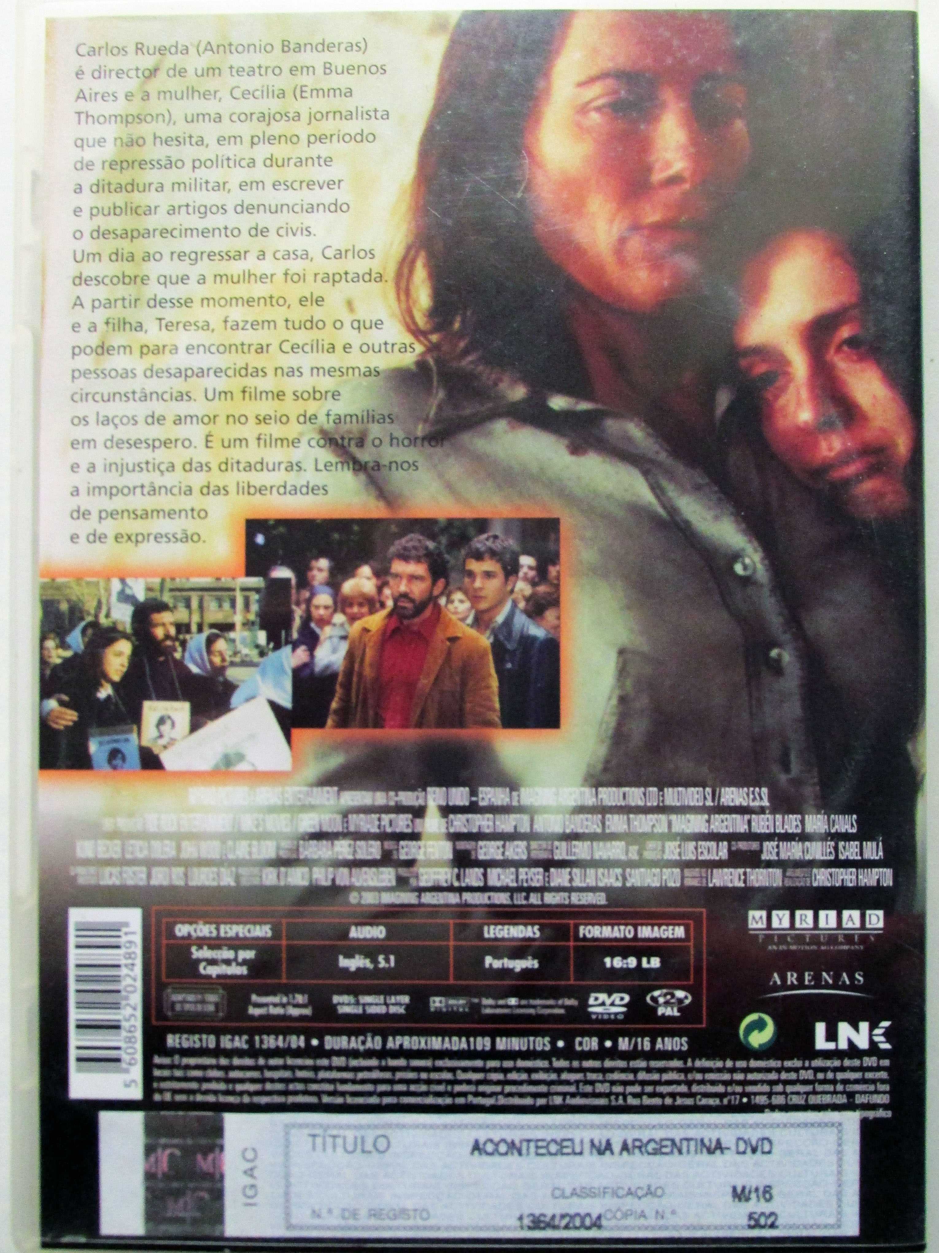 DVD Aconteceu na Argentina, com Antonio Banderas, Emma Thompson
