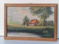 Obrazek malowany na płótnie- szer 34-24 cm