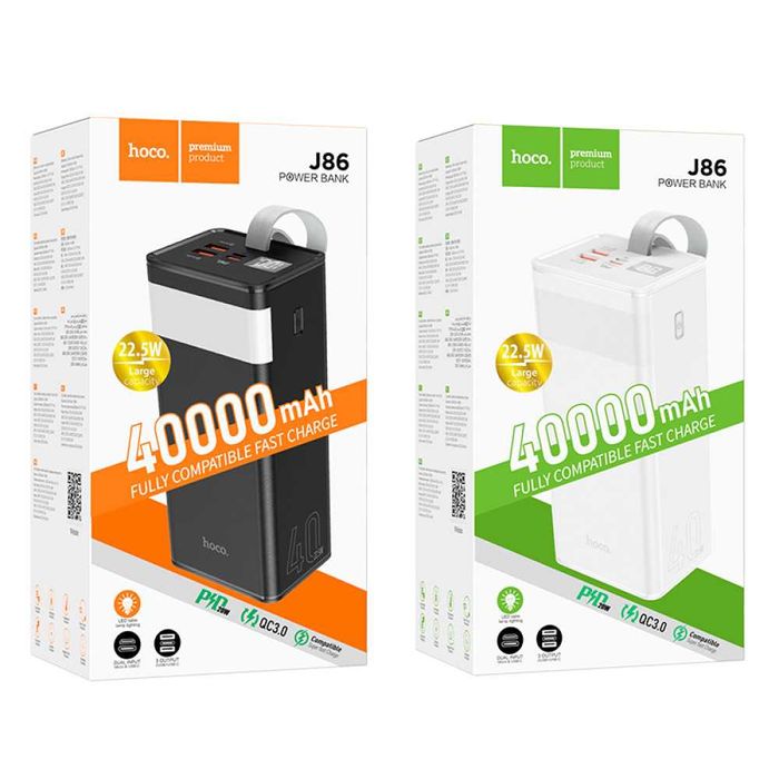Павербанк Hoco J86 40000mAh 22.5W 2USB/Type-C/MicroUSB з ліхтариком