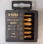 Набір біт Felo 03291576 TiN E6,3 биты PZ1 PZ2 PZ3 PH1 PH2 PH3 50мм