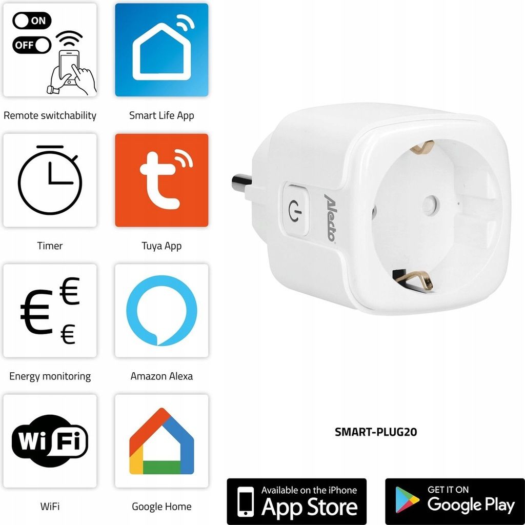 Gniazdko Wifi Smart Home Tuya Pomiar Zużycia Prądu
