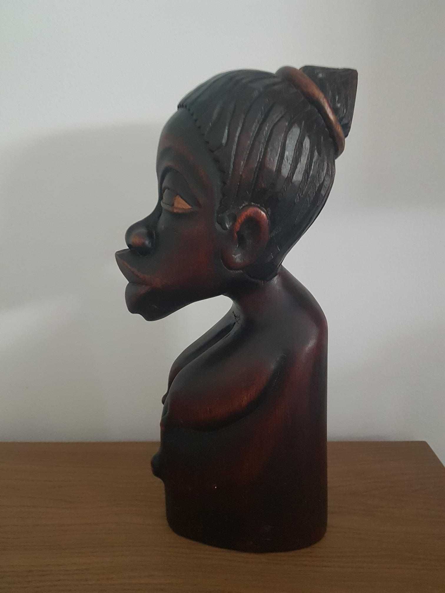 Busto Mulher em Madeira Africano Esculpido Mão