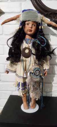 Kolekcjonerska lalka porcelanowa Indianka