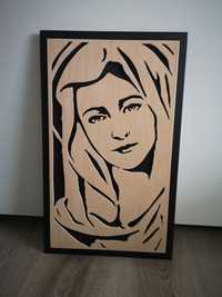 Drewniany obraz ręcznie wycinany Maryja unikat