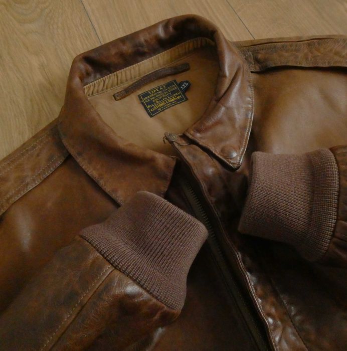 Kurtka skórzana męska RALPH LAUREN A-2 PILOTKA lotnicza SKÓRA XXL