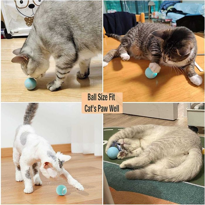 Bola de brinquedo interativa para gatos, recarregável por USB (azul)