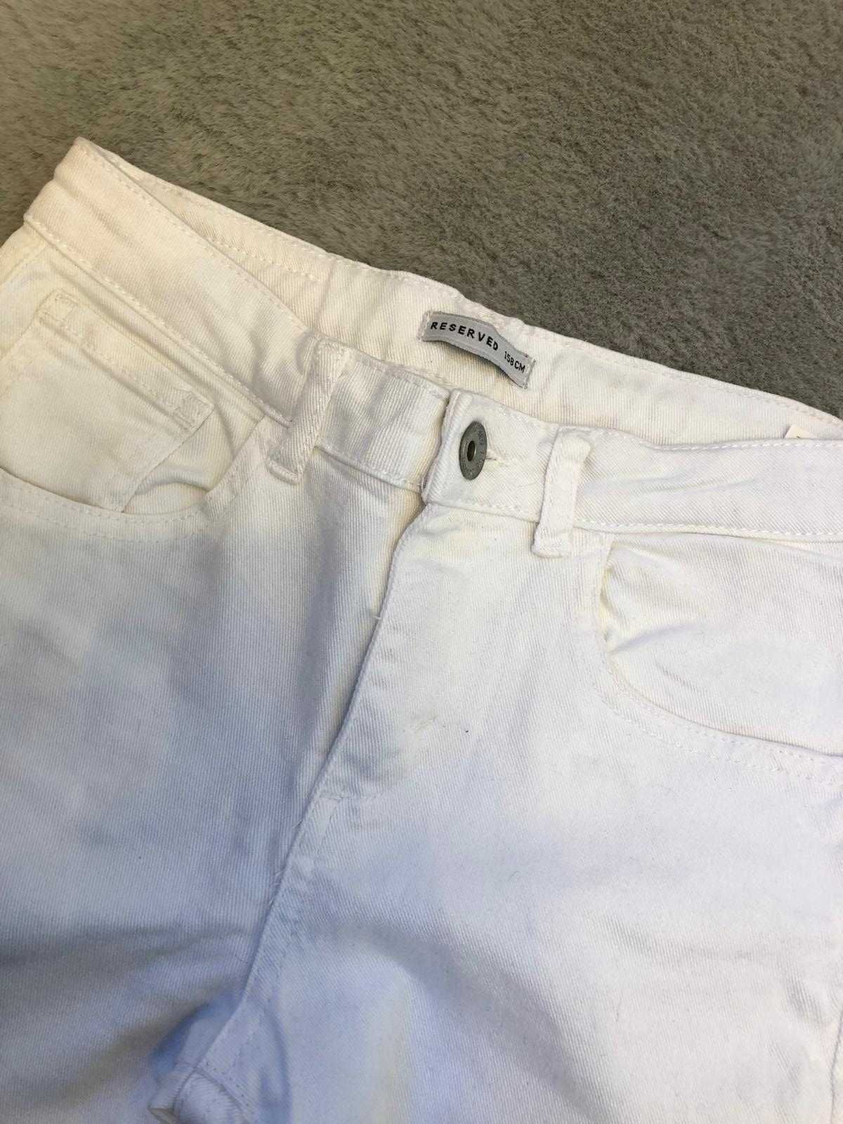 Biale spodnie jeansowe rurki przecierane Reserved 158cm / damskie XS
