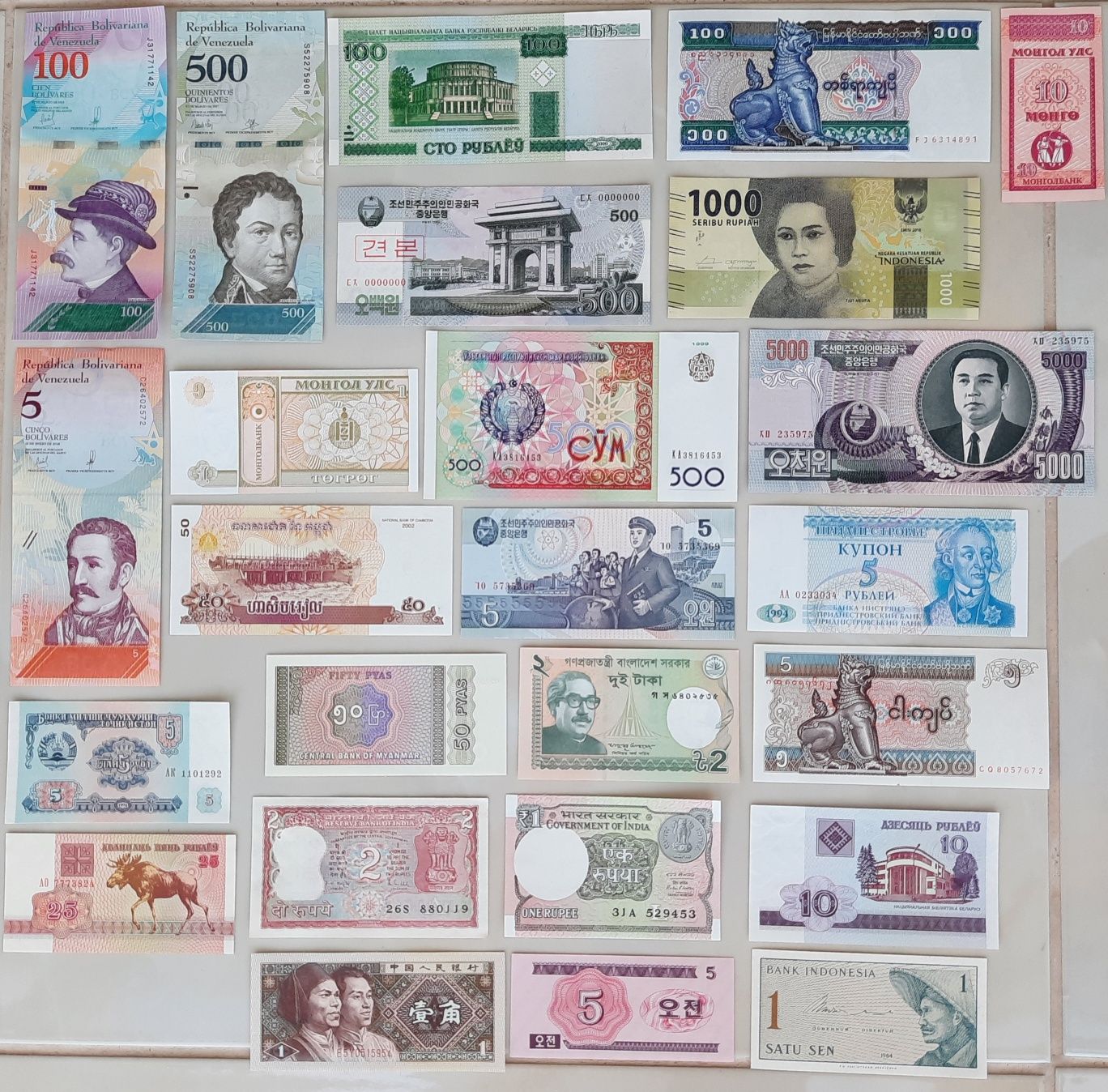 Продам 100 банкнот мира, UNC, без повторов, банкноты мира