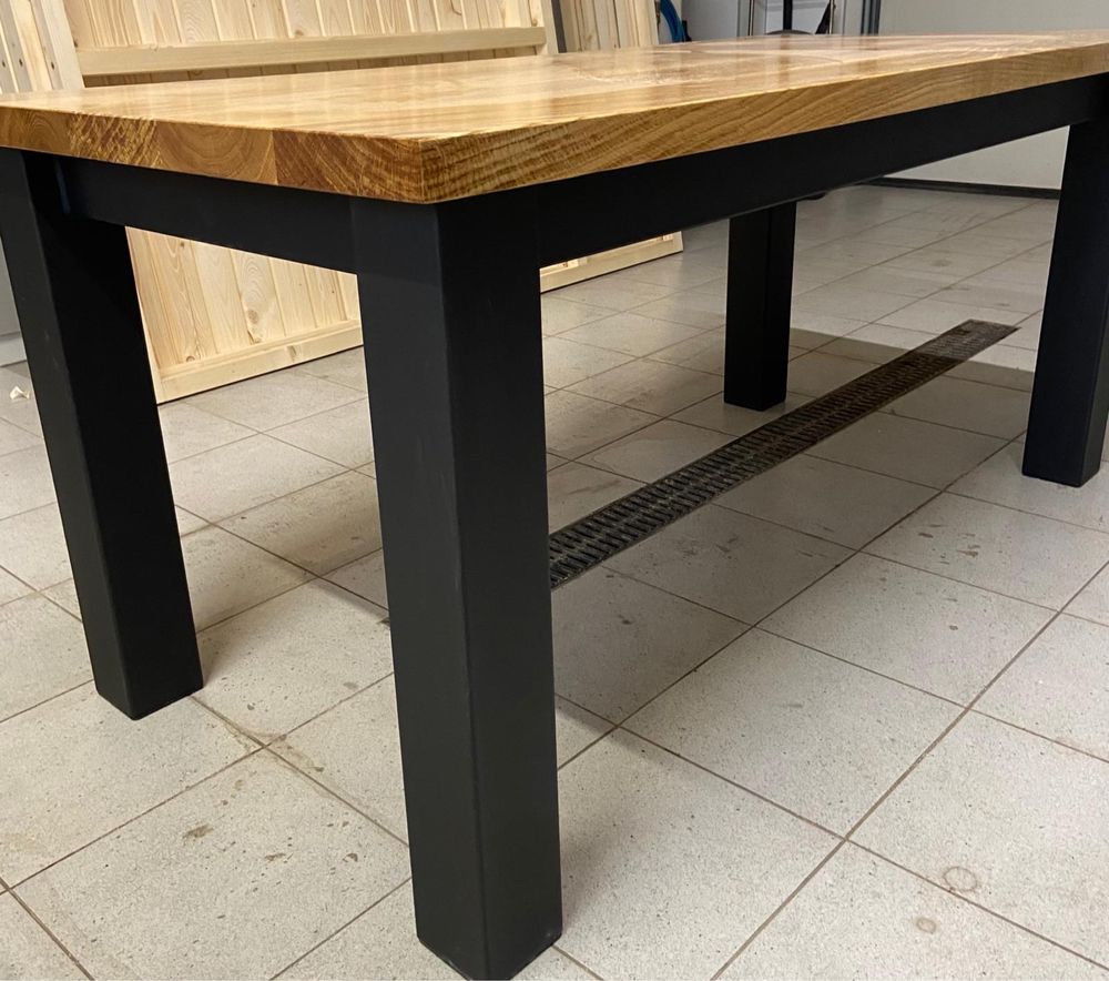 OKAZJA Nowy stół lity dębowy 160x80 cm metalowe nogi loft industrial