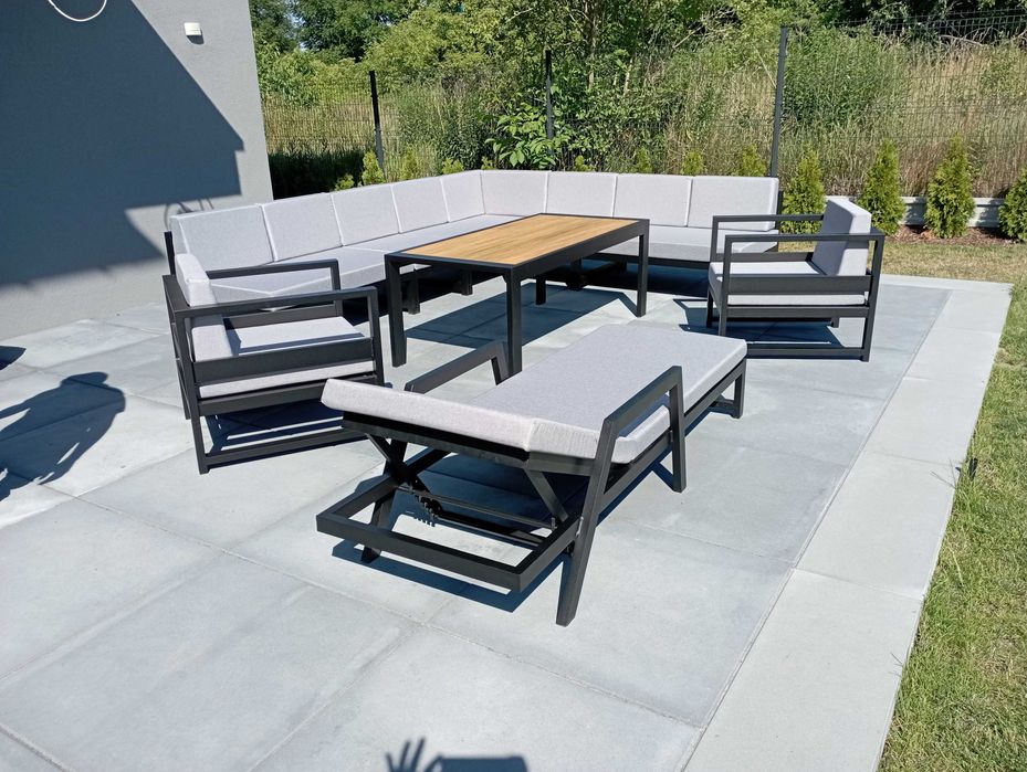 Meble tarasowe ogrodowe ALUMINIOWE narożnik na taras solidny profil