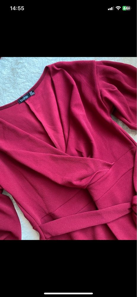 Elegancka sukienka długa czerwona burgundowa wesele komunia XL/XXL