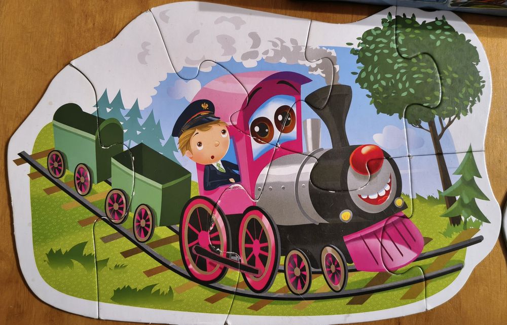 Helikopter, statek, auto i pociąg duże puzzle 2+