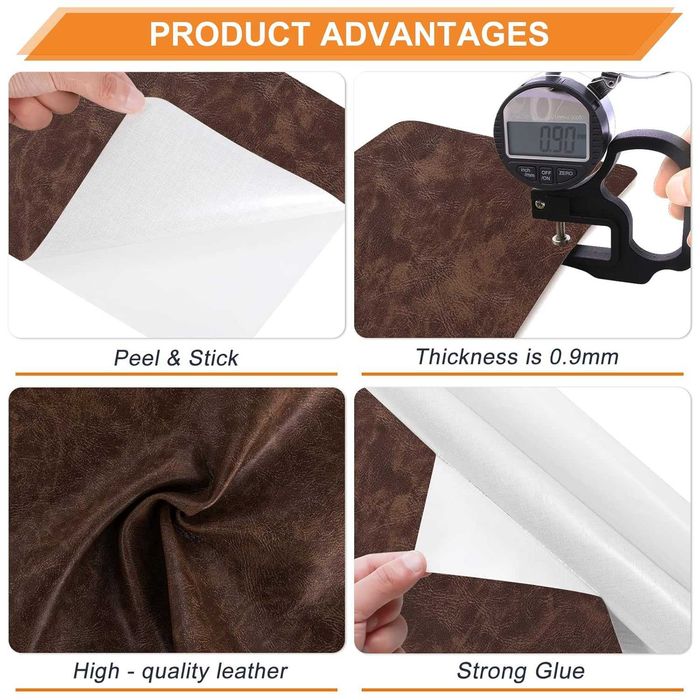 Skóra Materiał Tkanina Łata Łatka Samoprzylepna Klej 160x10cm Brązowa