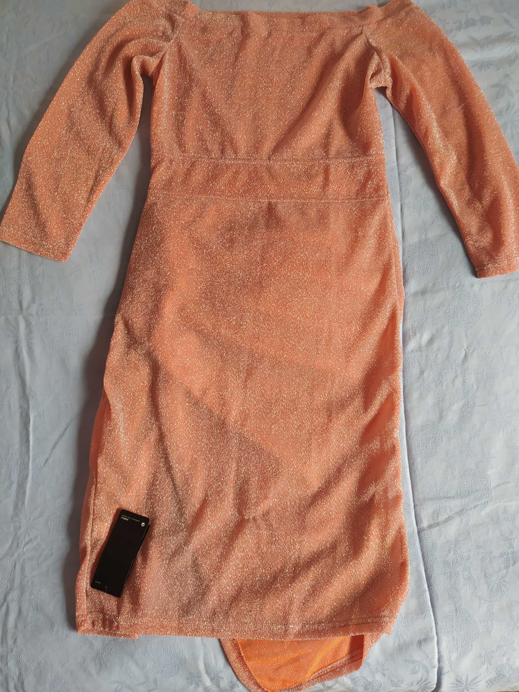 Sukienka transparentna Sandbella r.M/L  mieniąca brokatowa kombinezon